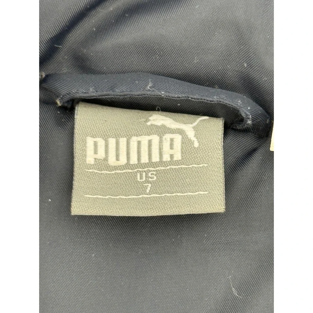 Puma Boys Navy Blue Puffer Vest Lime Green‎ Zip Quilted Sleeveless Jacket Sz 7